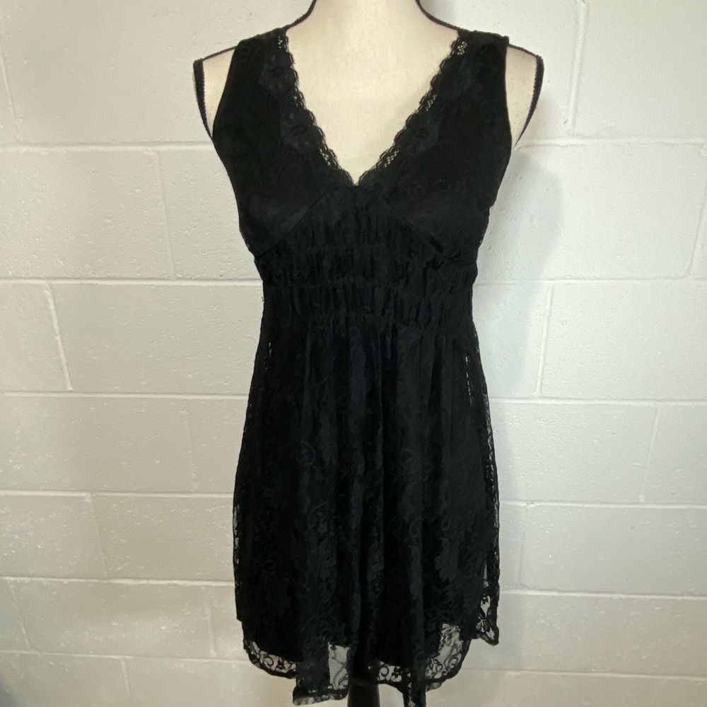 Xhilaration V-Neck Black Lace Dress